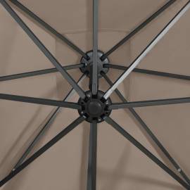 Umbrelă suspendată cu stâlp și led-uri, gri taupe, 250 cm, 2 image