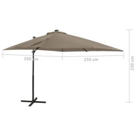 Umbrelă suspendată cu stâlp și led-uri, gri taupe, 250 cm, 11 image