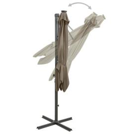 Umbrelă suspendată cu stâlp și led-uri, gri taupe, 250 cm, 7 image