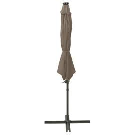 Umbrelă suspendată cu stâlp și led-uri, gri taupe, 300 cm, 3 image