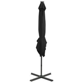 Umbrelă suspendată cu stâlp și led-uri, negru, 250 cm, 8 image
