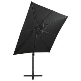 Umbrelă suspendată cu stâlp și led-uri, negru, 250 cm, 5 image