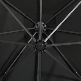 Umbrelă suspendată cu stâlp și led-uri, negru, 250 cm, 2 image