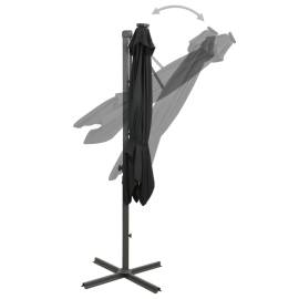 Umbrelă suspendată cu stâlp și led-uri, negru, 250 cm, 7 image