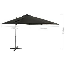 Umbrelă suspendată cu stâlp și led-uri, negru, 250 cm, 11 image