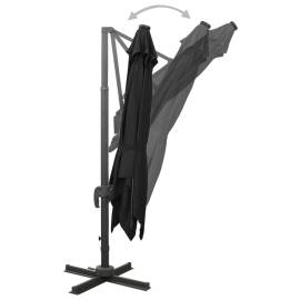 Umbrelă suspendată cu stâlp și led-uri, negru, 300 cm, 4 image