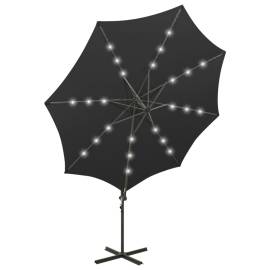 Umbrelă suspendată cu stâlp și led-uri, negru, 300 cm, 6 image
