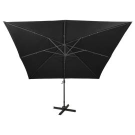 Umbrelă suspendată cu stâlp și led-uri, negru, 300 cm, 7 image