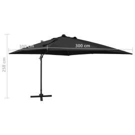 Umbrelă suspendată cu stâlp și led-uri, negru, 300 cm, 10 image