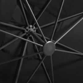 Umbrelă suspendată cu stâlp și led-uri, negru, 300 cm, 2 image