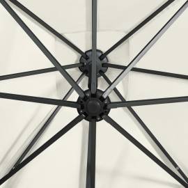 Umbrelă suspendată cu stâlp și led-uri, nisipiu, 250 cm, 2 image
