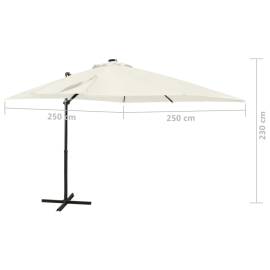 Umbrelă suspendată cu stâlp și led-uri, nisipiu, 250 cm, 11 image