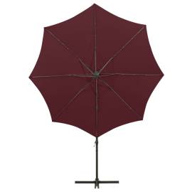Umbrelă suspendată cu stâlp și led-uri, roșu bordo, 300 cm, 7 image