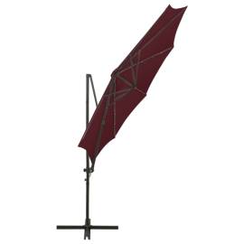 Umbrelă suspendată cu stâlp și led-uri, roșu bordo, 300 cm, 8 image