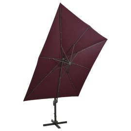 Umbrelă suspendată cu stâlp și led-uri, roșu bordo, 300 cm, 5 image