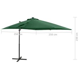 Umbrelă suspendată cu stâlp și led-uri, verde, 250 cm, 11 image