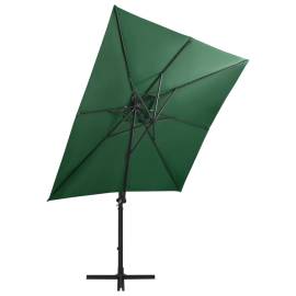 Umbrelă suspendată cu stâlp și led-uri, verde, 250 cm, 5 image