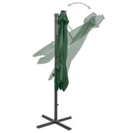 Umbrelă suspendată cu stâlp și led-uri, verde, 250 cm, 7 image