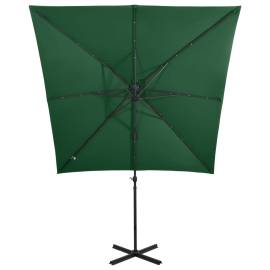 Umbrelă suspendată cu stâlp și led-uri, verde, 250 cm, 6 image