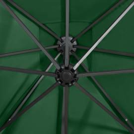 Umbrelă suspendată cu stâlp și led-uri, verde, 250 cm, 2 image