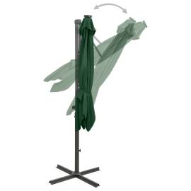 Umbrelă suspendată cu stâlp și led-uri, verde, 300 cm, 7 image