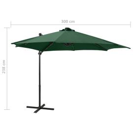 Umbrelă suspendată cu stâlp și led-uri, verde, 300 cm, 11 image