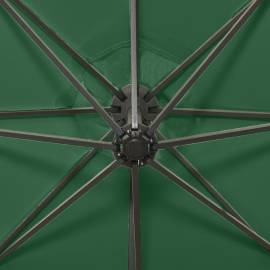 Umbrelă suspendată cu stâlp și led-uri, verde, 300 cm, 2 image