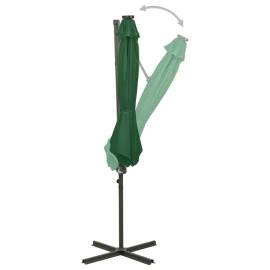 Umbrelă suspendată cu stâlp și led-uri, verde, 300 cm, 4 image