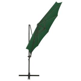 Umbrelă suspendată cu stâlp și led-uri, verde, 300 cm, 8 image
