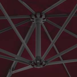 Umbrelă suspendată cu stâlp aluminiu, roșu bordo, 250x250 cm, 2 image