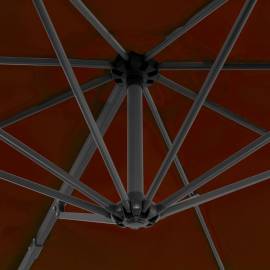 Umbrelă suspendată cu stâlp din aluminiu, cărămiziu, 300 cm, 2 image