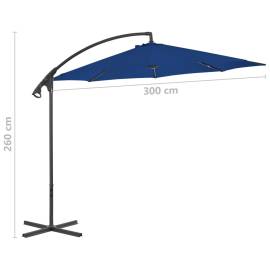 Umbrelă suspendată cu stâlp din oțel, albastru azuriu, 300 cm, 7 image