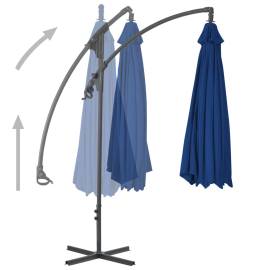 Umbrelă suspendată cu stâlp din oțel, albastru azuriu, 300 cm, 5 image