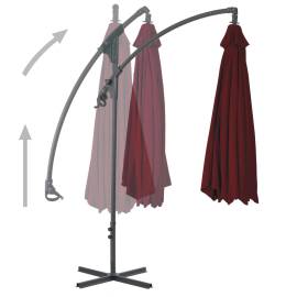 Umbrelă suspendată cu stâlp din oțel, bordo, 250 x 250 cm, 3 image