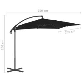 Umbrelă suspendată cu stâlp din oțel, negru, 250 x 250 cm, 7 image