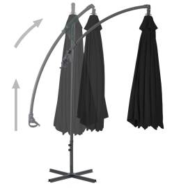 Umbrelă suspendată cu stâlp din oțel, negru, 250 x 250 cm, 3 image