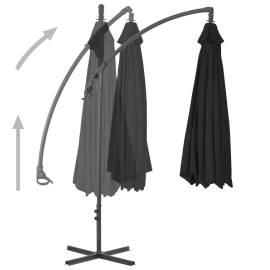 Umbrelă suspendată cu stâlp din oțel, negru, 300 cm, 5 image