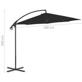Umbrelă suspendată cu stâlp din oțel, negru, 300 cm, 7 image