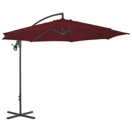 Umbrelă suspendată cu stâlp din oțel, roșu bordo, 300 cm