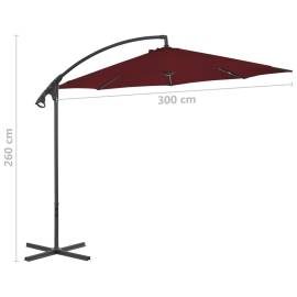 Umbrelă suspendată cu stâlp din oțel, roșu bordo, 300 cm, 7 image