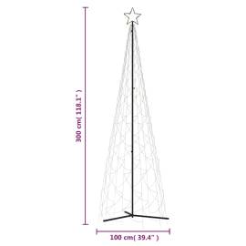 Brad de crăciun conic, 500 led-uri, alb cald, 100x300 cm, 9 image