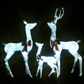 Decorațiune de crăciun familie de reni 201 led-uri alb/argintiu, 4 image