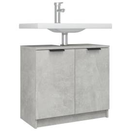 Dulap de baie, gri beton, 64,5x33,5x59 cm, lemn compozit, 5 image