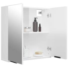 Dulap de baie cu oglindă, alb extralucios, 64x20x67 cm, 5 image