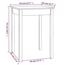 Masă de sufragerie, alb, 55x55x75 cm, lemn masiv de pin, 8 image