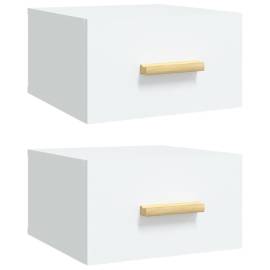 Noptiere de perete, 2 buc., alb, 35x35x20 cm, 2 image