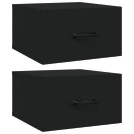 Noptiere de perete, 2 buc., negru, 35x35x20 cm, 2 image