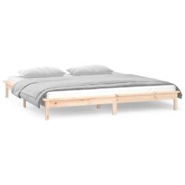 Cadru de pat cu led, 120x200 cm, lemn masiv, 4 image