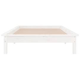 Cadru de pat cu led, alb, 100x200 cm, lemn masiv, 7 image