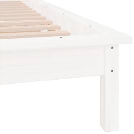 Cadru de pat cu led, alb, 100x200 cm, lemn masiv, 9 image